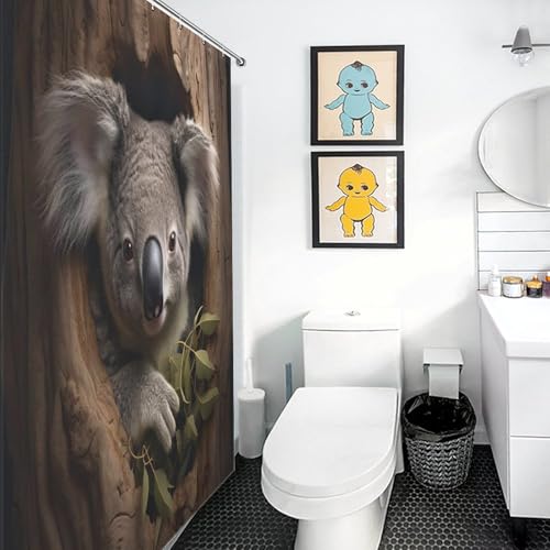 Rideau de douche koala polyester imperméable et lavable pour salle de bain - 3