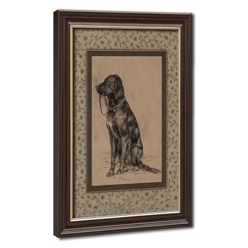 Croquis de chien vintage labrador noir décoration murale toile 40x61cm salon chambre