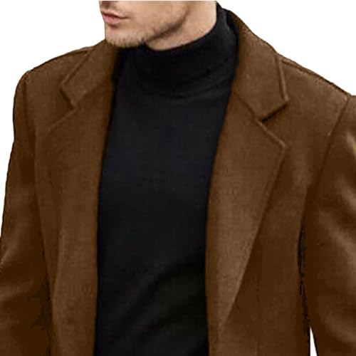 JEShifangjiusu Men'S Wool Blend Coat Windbreaker Notched Collar Single Breasted Pea Coat Warm Winter Long Trench Overcoat4