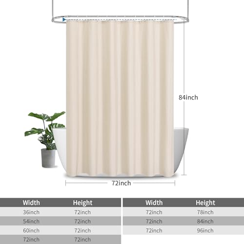 THAIGEE Extra Long Fabric Shower Curtain with Waterproof Layer,72x84,Cream by THAIGEE - Used condition - Image 3