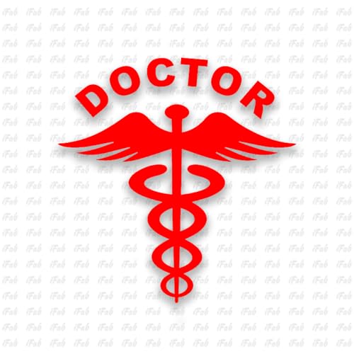 Image of Doctor Stickers for Car - Doctor Logo Reflector Decal Sticker for Cars, Waterproof Stickers, Size 10 x 9.5cm (Pack of 2) (Red)