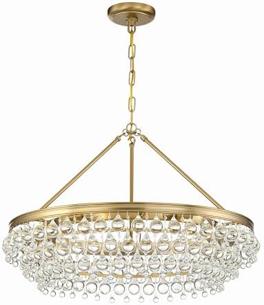 Crystorama Calypso 6 Light Crystal Teardrop Vibrant Gold Chandelier