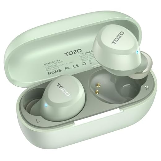 TOZO A1 Mini Wireless Earbuds Bluetooth 5.3 in Ear Light-Weight Headphones Built-in Microphone, IPX5 Waterproof, Immersive Premium Sound Long Distance Connection Headset with Charging Case, Green