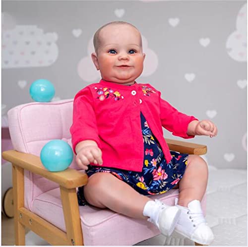 HOMONEY Lebensechte Reborn Puppen, 60 cm Große Gröb Wiedergeborene Baby Kleinkind Mädchen, Weiche Körper Handzeichnung Haare, 3-6 Month Größe – Bild 4