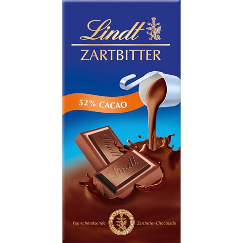 Lindt Schokolade | Zartbitter Tafel | 100g | feinschmelzende Zartbitter-Schokolade mit 52% Kakaoanteil | Schokoladen-Tafel