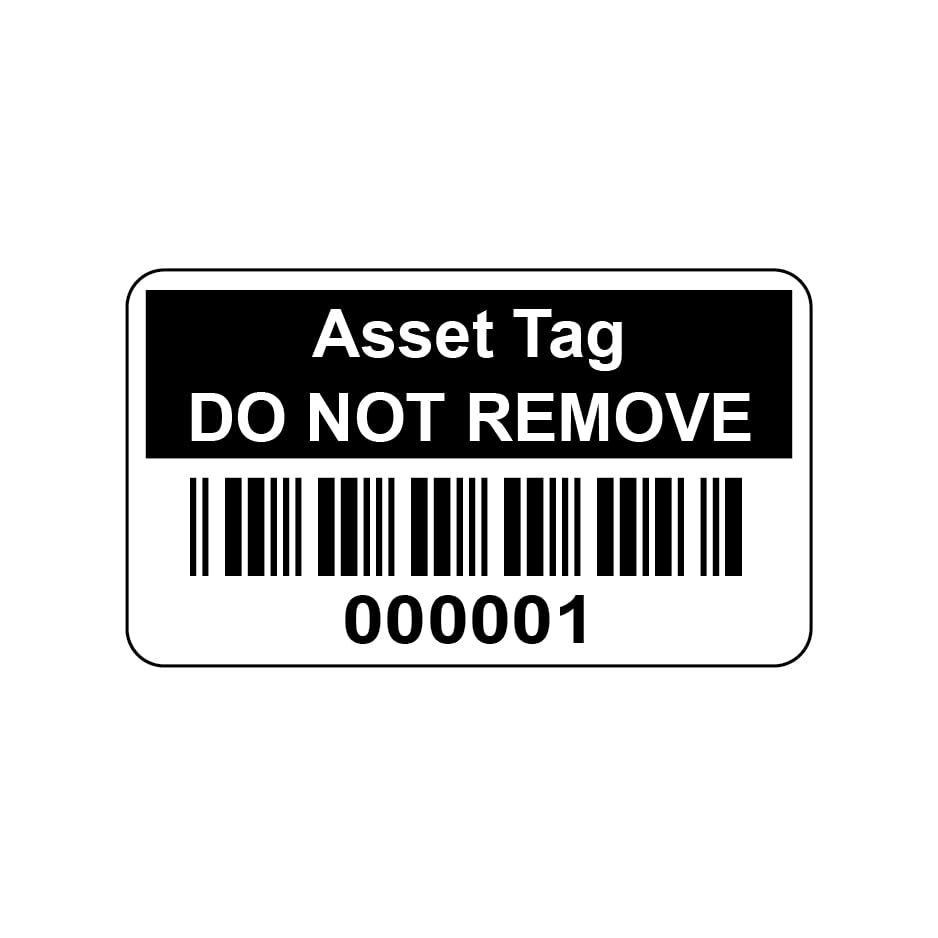 250 Black Barcode Asset Tag Labels Stickers- 38mm x 20mm Permanent Vinyl Labels