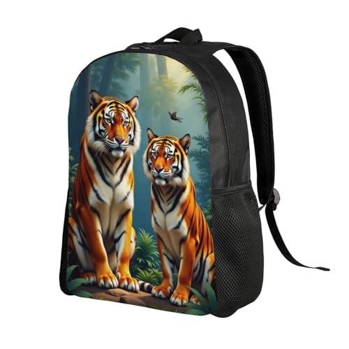 Comfort Fit Unisex Two Tigers in The Jungle Backpack Durable for Daily Commute & Travel Adventures 16 Inch2