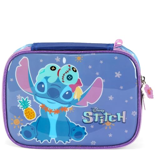 Luxcel Estojo Escolar Box 100 Pens Stitch Aloha, Violeta, Poliéster, 22x15x7 cm, Unissex