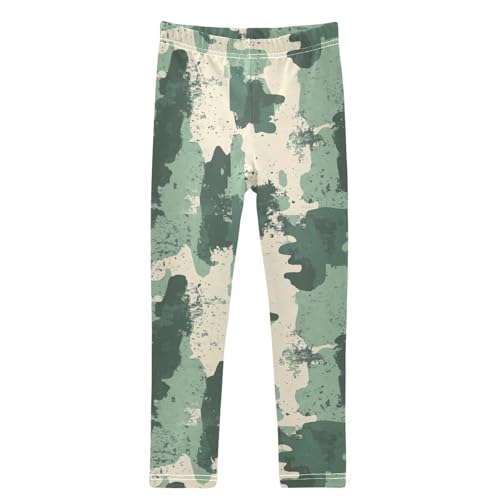 Vintage Forest Green Army Camouflage Girls Leggings Kids Yoga Pants Dance Active Tights 4T