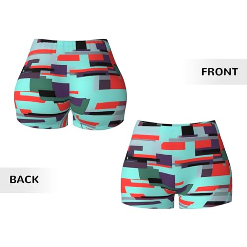 Striped Combination Pattern Sports Shorts, high Elastic Slim Fitness Pants, Suitable for Yoga/Leisure/Daily wear3