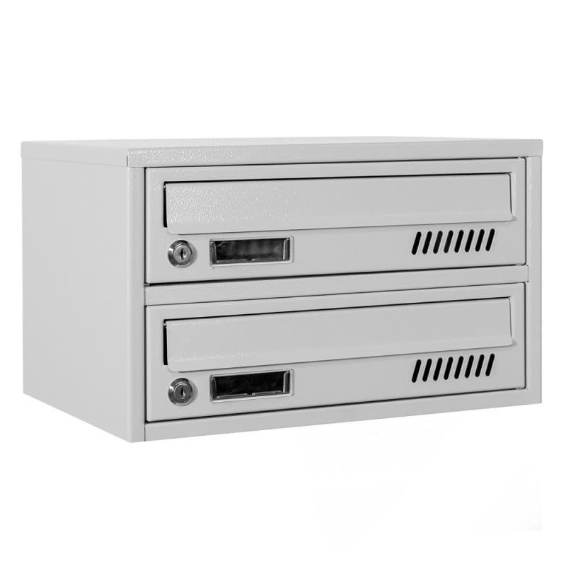 Buzón de condominio Euro GLM 2 Compartimentos Gris RAL 7035 Buzón de Pared Buzón de Correos para Edificios condominiales