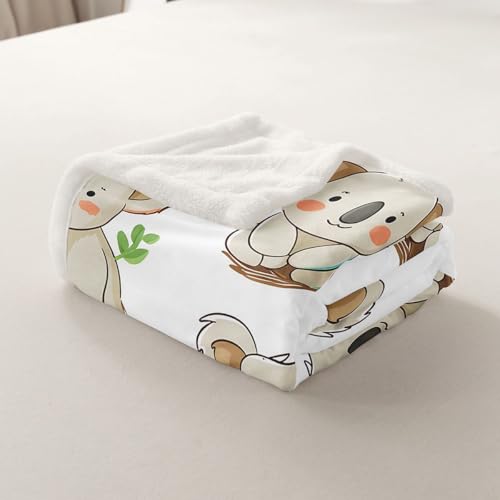 Image of Feelyou Koala Fleece Throw Blanket Cute Animal Pattern Plush Blanket Kawaii Koala Fuzzy Throw Blanket Caring Gift for Kids Toddler Boys Girls 50 inchX60 inch