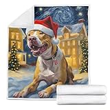 FunkySmiley Van Gogh Inspired Xmas Pet Arts, American Leopard Hound, 231014 - Cozy Plush Fleece Blanket for Dog Lovers, Full-Color Paw Print Design