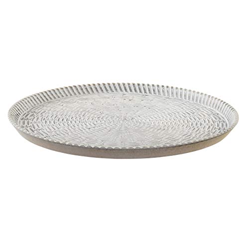 Centro de Mesa Decorativo Madera, Bandeja Circular Blanca Decoración de Interior Original/Elegante39x39x2,5 cm - Hogar y Más