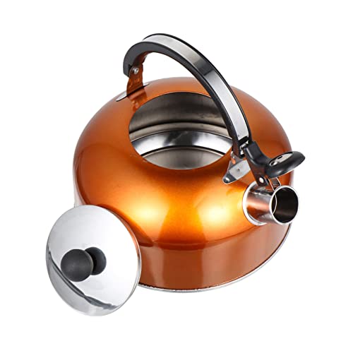 Gatuida Hervidor Inoxidable con Silbato Base Plana Compatible Inducción y Gas Tetera Práctica para Té y Bebidas Diseño Resistente y Portátil