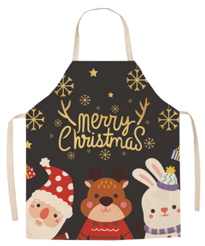 JFAN Avental de cozinha de Natal, avental de Pai Natal vermelho para cozinhar no Natal aventais, Boneco de neve -Q