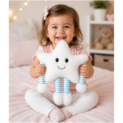 Image of EITHEO Star Soft Pillow Plush Toy for Kids & Babies | Cute Stuffed Star Cushion with Arms & Legs | Soft Cuddly Toy for Boys & Girls | Nursery Decor, Car Pillow & Birthday Gift