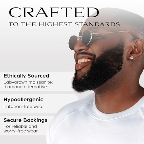 Moissanite earrings, 14K Black and White Gold plated 925 sterling silver, D Color VVS1 Clarity, 2 pairs in a Signature set, Luxury gift box for Women and Men4