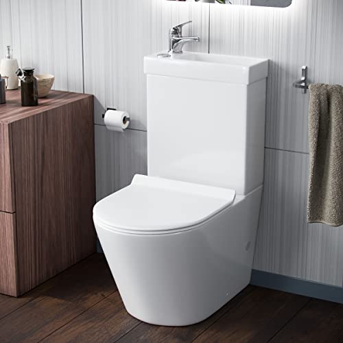 Image of Pilton 2 in 1 Toilet Basin Combo Combined Toilet and Sink Space Saving Cloakroom Unit