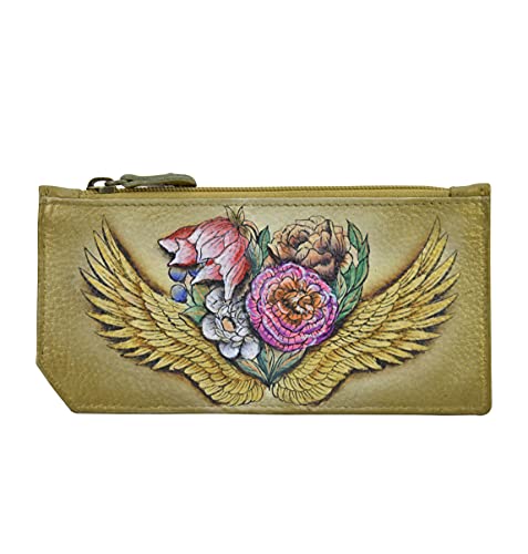 Anuschka Women's Original Hand-Painted Genuine Leather RFID Blocking Card Case with Coin Pouch