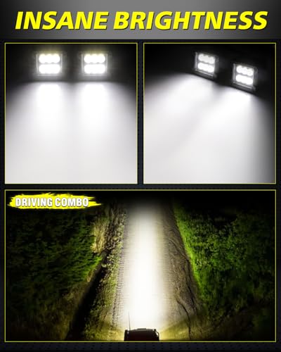 Image of 3 Inch LED Pods 120W CREE LED Cubes 3x3 Offroad Driving Lights | Driving Combo Low Beam, High Intensity CREE LEDs Square LED Cube Lights Ditch Fog Reverse Lights for Truck Pickup UTV ATV
