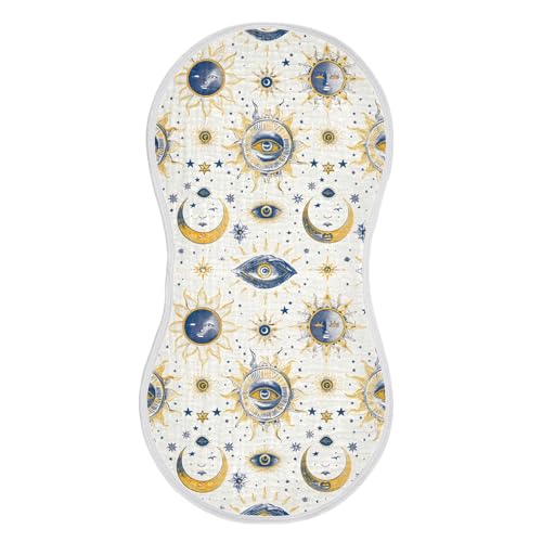 xigua Sun and Moon Baby Burp Cloths for Newborn Boys and Girls 4 Pack, Soft & Absorbent Cotton Baby Burp Cloth, Baby Washcloths, Newborn Towel, Burp Rags
