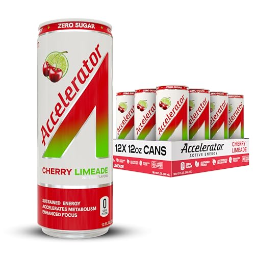 Accelerator Energy Drink, Variety Pack 12oz can (12 pack), Zero Sugar, Sustained Energy from 100% Natural Caffeine (200mg from Green Coffee Bean & Green Tea extract)