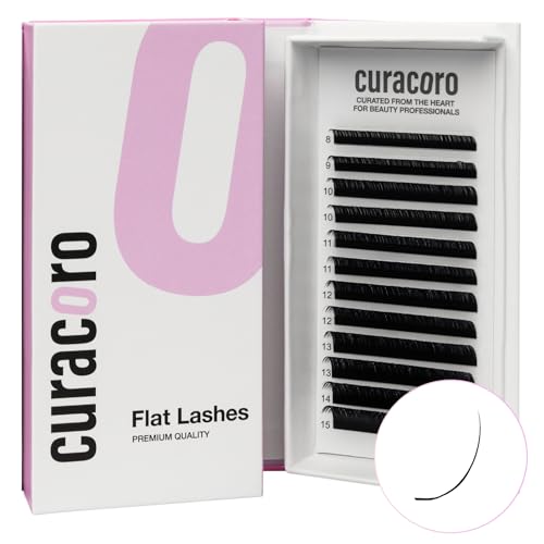Curacoro Eclipse Flat Eyelashes Extension Mixed 8-15mm 0.18-D Curl Light Lashes Extension Suppplies Individual Eyelashes Salon Use Black Mink False Lashes