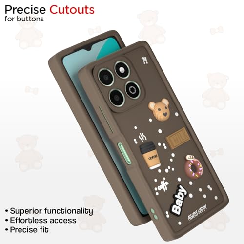 Image of Pikkme Back Cover for Honor X6b | Cute Fun Cartoon 3D Bear Silicone Full Body Protection Bumper Case (Brown)