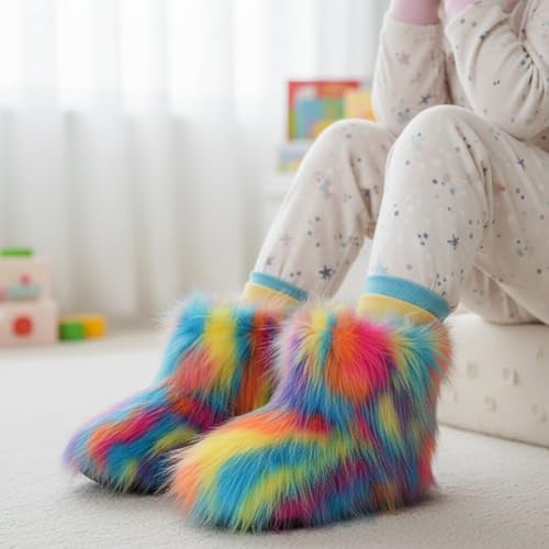 Bottes d'hiver chaudes de style princesse moelleuses pour filles