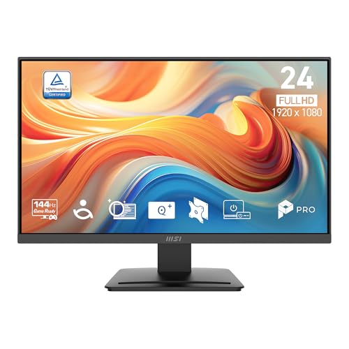 Image of msi PRO MP241 E14V 24-inch IPS 1920 x 1080 (FHD) Office Monitor, 144Hz, Free-Sync, HDMI, DisplayPort, VESA Mountable, Tilt, Speaker, 4-Side Slim Bezel 1ms, Black