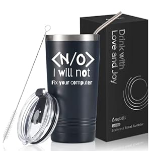 Onebttl Geek Gift, Nerd Gift – No, I Will Not Fix Your Computer – 20OZ Stainless Steel Travel Tumbler Mug with Lid and…
