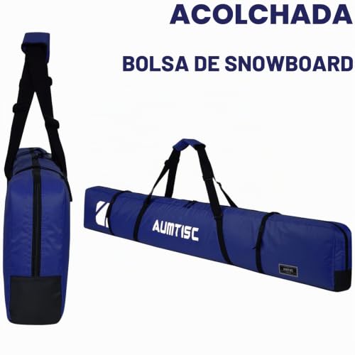 Miniatura 6 de Aumtisc Bolsa De Esquí Acolchada Para Snowboard, Bolsa De Viaje Individual Para Deportes De Invierno, Bolsa Para Transportar Esquís, Bolsillo Con Asa Ajustable