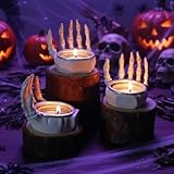 Helloween Candle Holder Set of 3 keleton Hands Candlestick Holders,Resin Decor for Home Tabletop Spooky Theme Party Decor Supplies