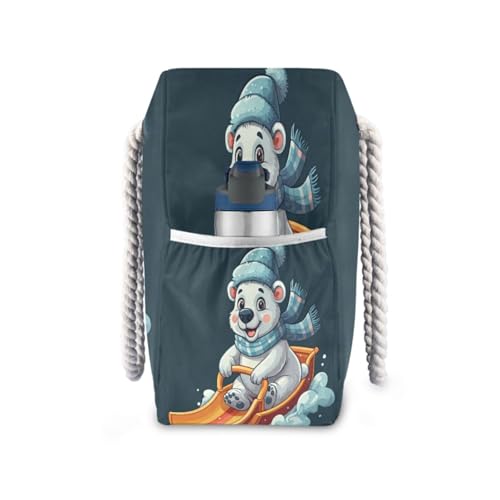 Polar Bear Winter Beach Tote Bag for Women Waterproof Swim Pool Extra Large Beach Bags with Zipper Carry On Travel Bag for Yoga Gym Women Vacation Essentials Nurse3