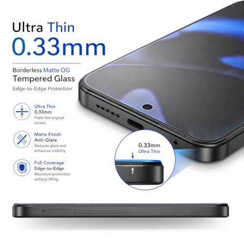 Image of FIRST MART Borderless Matte Tempered Glass for Google Pixel 9 & Pixel 9 Pro, 2 Pack | Anti-Glare, Anti-Fingerprint, Full Adhesive, Smooth Touch, Case-Friendly