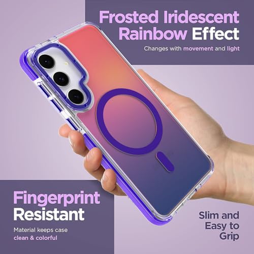 Image of Magnetic Case for Samsung Galaxy S23 Plus [Compatible with Magsafe] [Cute Fashion Fluorescent Design] [1 Screen Protector] Slim Translucent Matte Case for Galaxy S23 Plus 6.7 inch, Purple