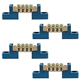 MTQY Terminal Block 5PCS 4 Positions Screw Brass Terminal Grounding Strips Blue Terminal Bus Bars