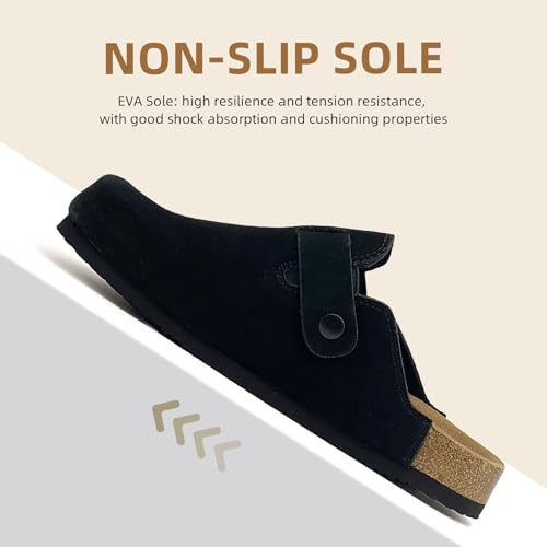 Image of Kids Suede Clogs Boys Girls Sandals Cork Footbed Toddler Slip-on Slippers Indoor Outdoor Cute Sandals Classic Adjustable Buckle