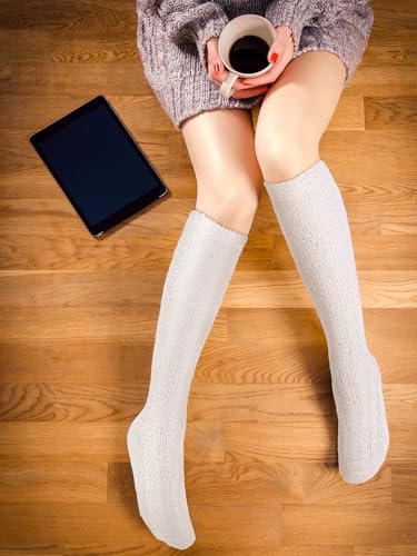 Geyoga 3 Pairs Women Slouch Socks Winter Stacked Boot Socks Warm Coral Fleece Long Scrunch girl Knit Knee High Stockings4