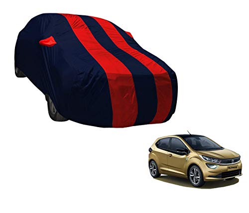 Image of Auto Hub Car Cover Compatible with Tata Altroz with Weather Proof, Mirror Pocket, Triple Stitched, Altroz Car Cover- Navy-Red