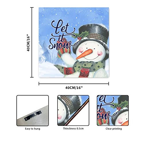 Plaque en bois Let It Snow de Noël rustique pour déco murale - 3