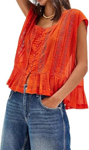 Women Pleated Crop Tank Tops Sleeveless Bow Tie Babydoll Peplum Shirt Going Out Blouse Loose Summer Vacation Vest