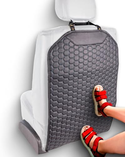 Owleys Premium Leather Car Seat Protector for Back Seat - Back Seat Cover for Kids - Car Kick Mat - Back of Seat Protector for Kids Feet Car Seat Back Protector - 1 Pc Black