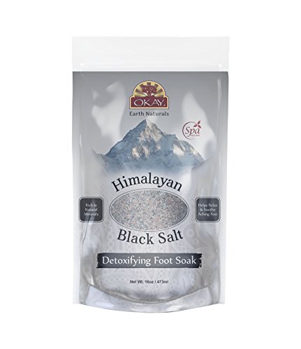 OKAY | Himalayan Black Salt Detoxifying Foot Soak | For All Skin Types | Cleanse - Refresh - Relax | Free of Paraben, Silicone, Sulfate | 16 oz