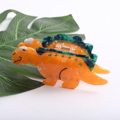 Cute Dinosaur Claw Hair Clips,Orange Nonslip Hair Clamps,Animal Acetate Hair Clips for Woman Girls Thick Thin Hair