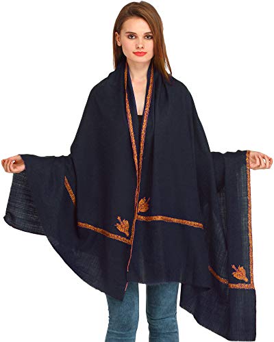 Châle Kashmiri broderie main Sozni Exotic India en laine de luxe