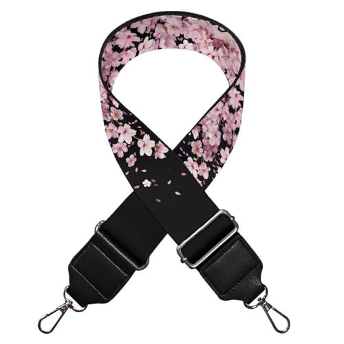 Image of Coldinair Cherry Blossom Wide Shoulder Strap Adjustable Replacement Belt Guitar Crossbody Bag Straps Handbag Strap Pink Floral Canvas Straps Luggage Strap