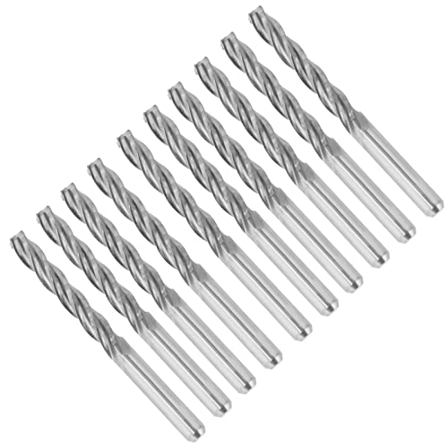 10pcs Carbide CNC 4 Flute Spiral Bit End Mill Cutter 3.175x22mm, Silver Milling Cutter for Acrylic PVC Hard Wood, High Strength Bending, Precise Easy Cutting, Comes