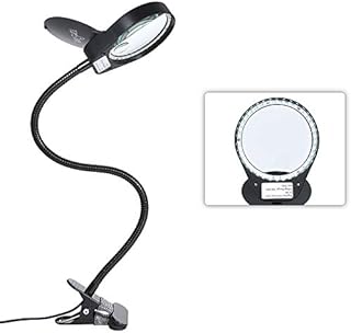 Magnifying Glass Lamp 3X 10X,Stepless Dimmable LED Magnifying Lamp with Dust Cover Metal Clamp,Adjustable LED Magnifier with Light and Stand for Crafts Reading Workbench Close Work